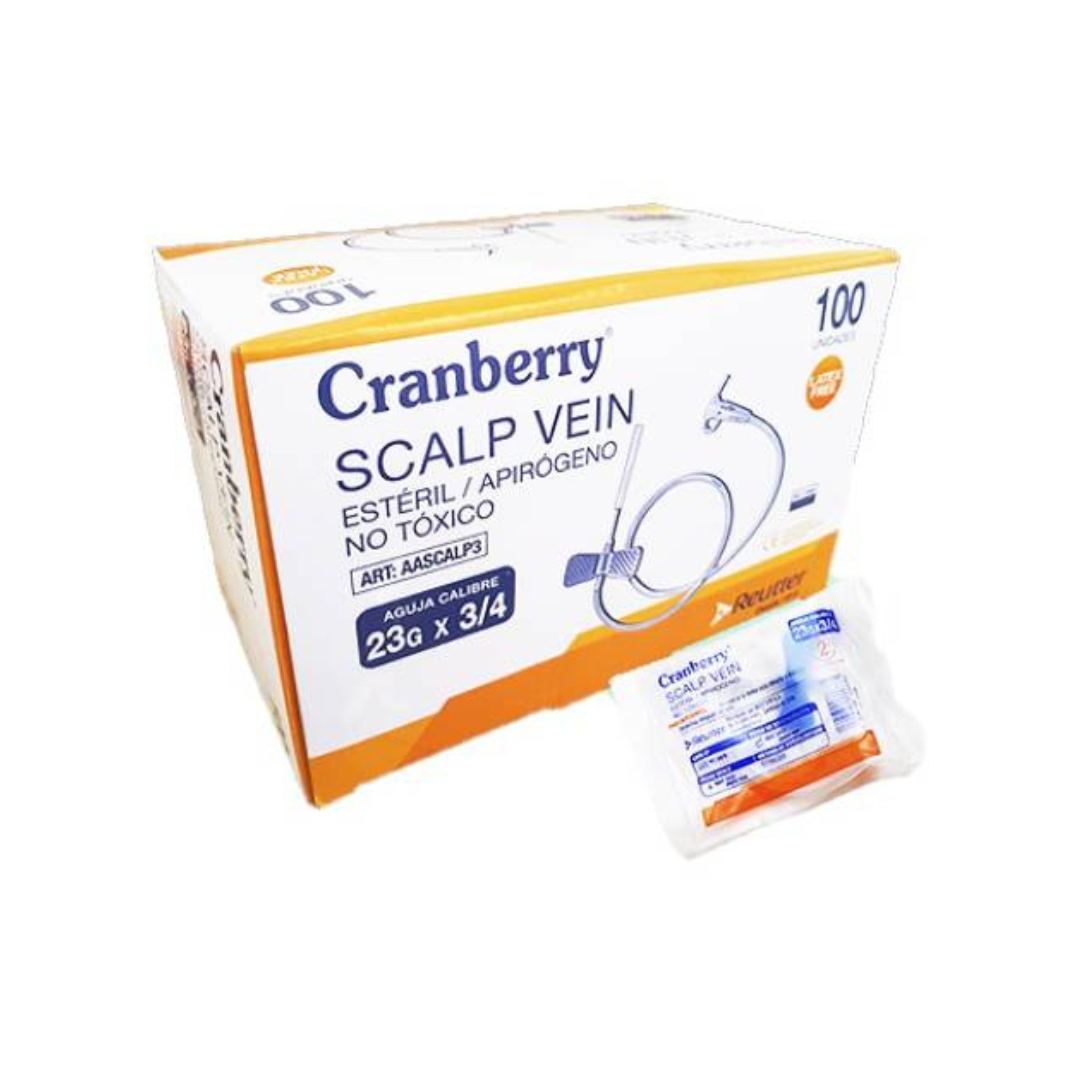 SCALP VEIN 3 N° 23G x 3/4 Cranberry Caja x 100 unidades