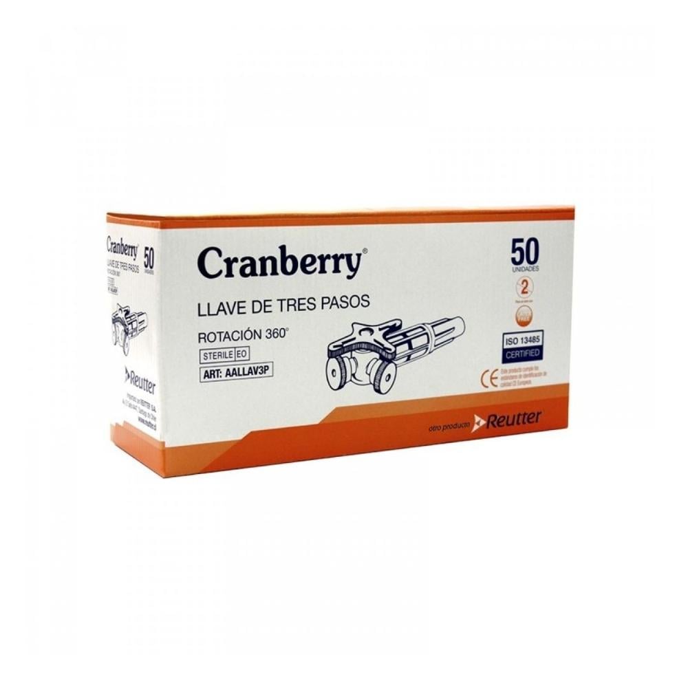 182117 Llave 3 pasos 360º Rotación Estéril Alta resistencia a Lipidos Caja 50 unds