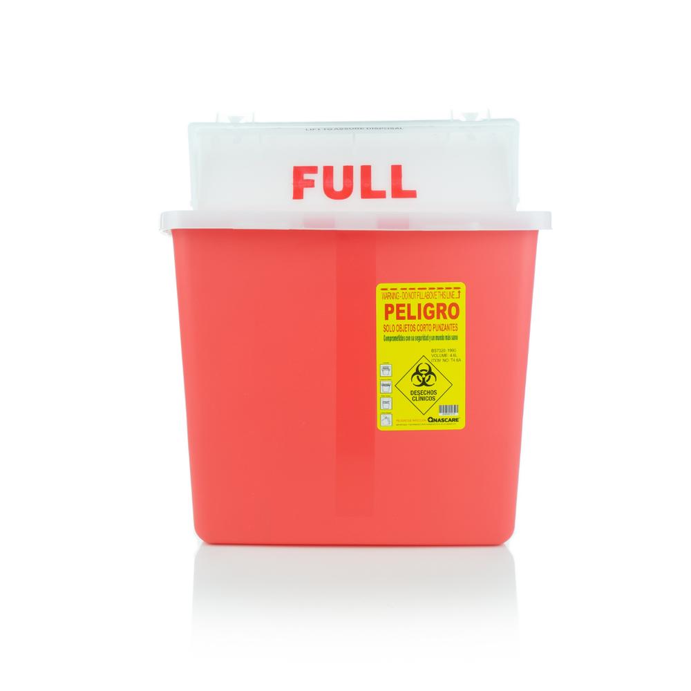 Caja Plástica de Desechos Cortopunzantes 4.6 Lts Roja