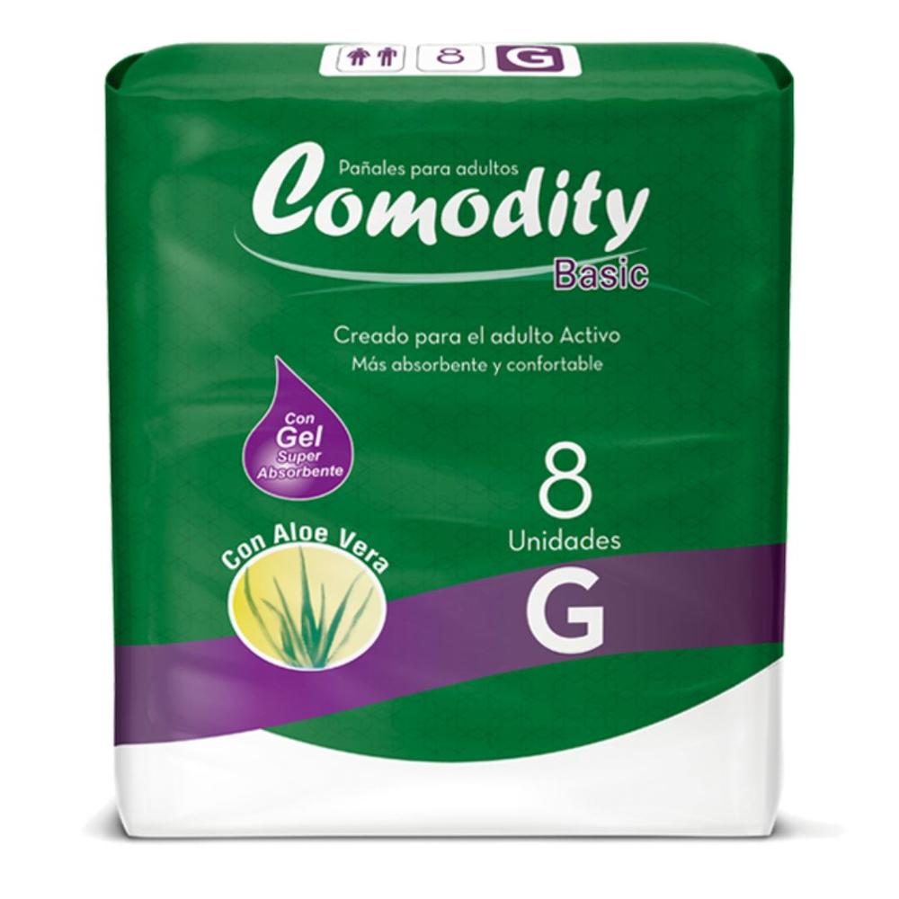 7806519000189 Pañal Adulto Comodity Basic - Talla G - 8 Unidades