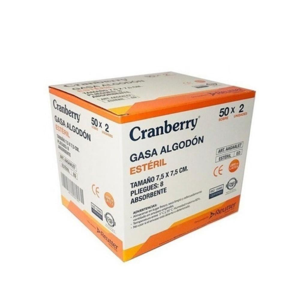 AAGAALE7 Gasa Algodón Estéril Tejida 7,5 x 7,5 cm 50 sobres x 2 unidades – Cranberry