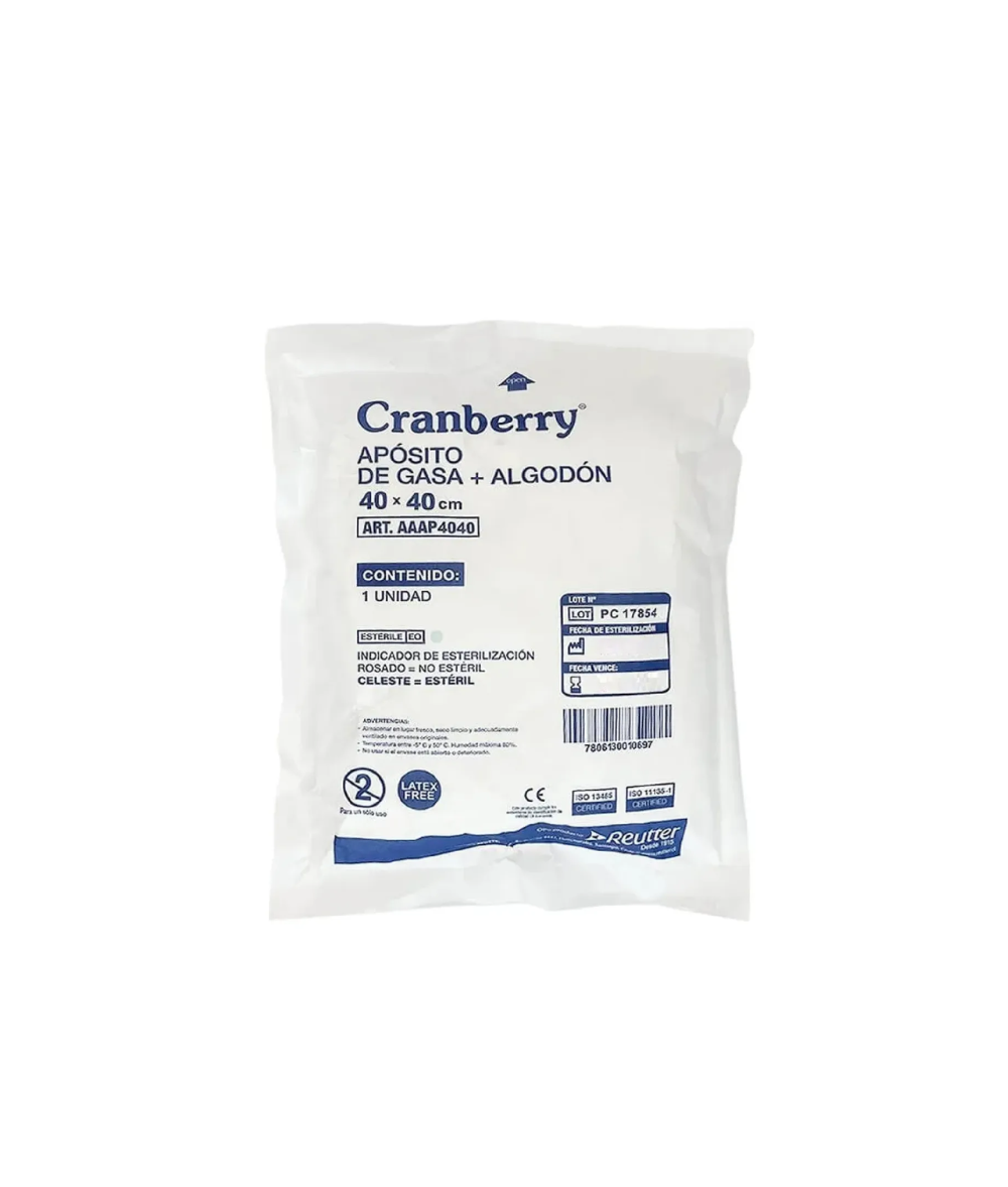 AP4040 Apósito de Gasa Estéril Tejida 40x40cm (Unidad) – Cranberry