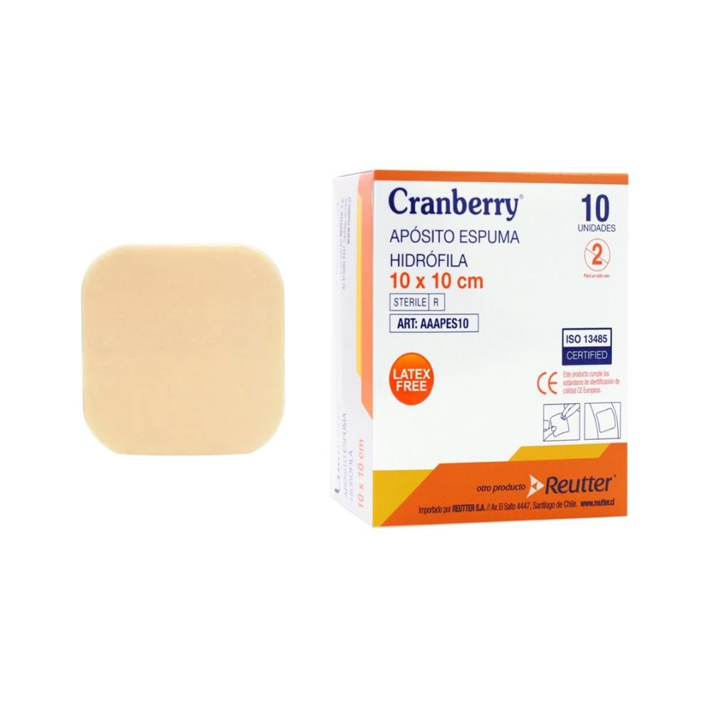 APESHI Apósito Espuma Hidrófila 10X10 cm 10 unidades - Cranberry