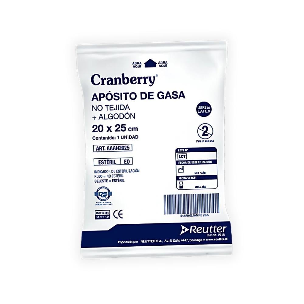 Apósito de Gasa Estéril No tejida 20 x 25 cm unitaria - Cranberry