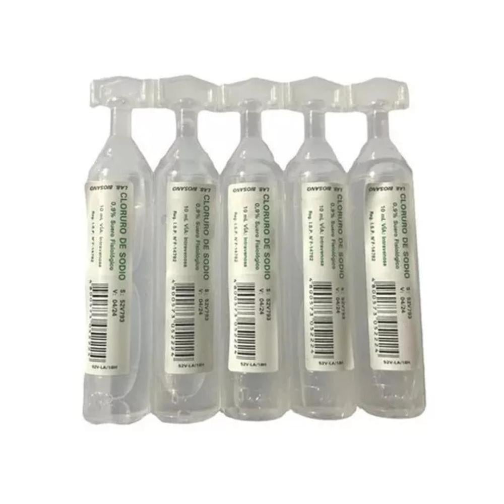 Suero Fisiológico – Cloruro de Sodio 0,9% 10 ml – Caja 50 unidades