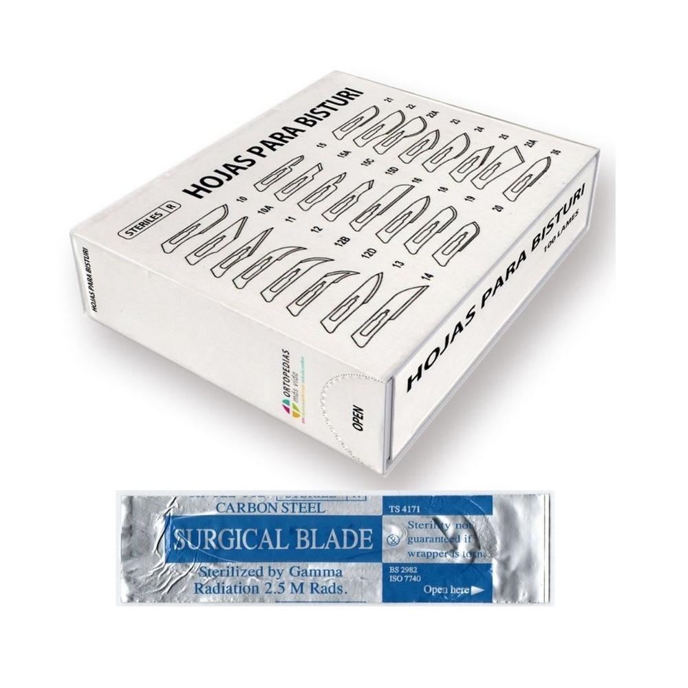 HojaBisturi Hoja de Bisturí de Acero Inoxidable - Caja de 100 unidades