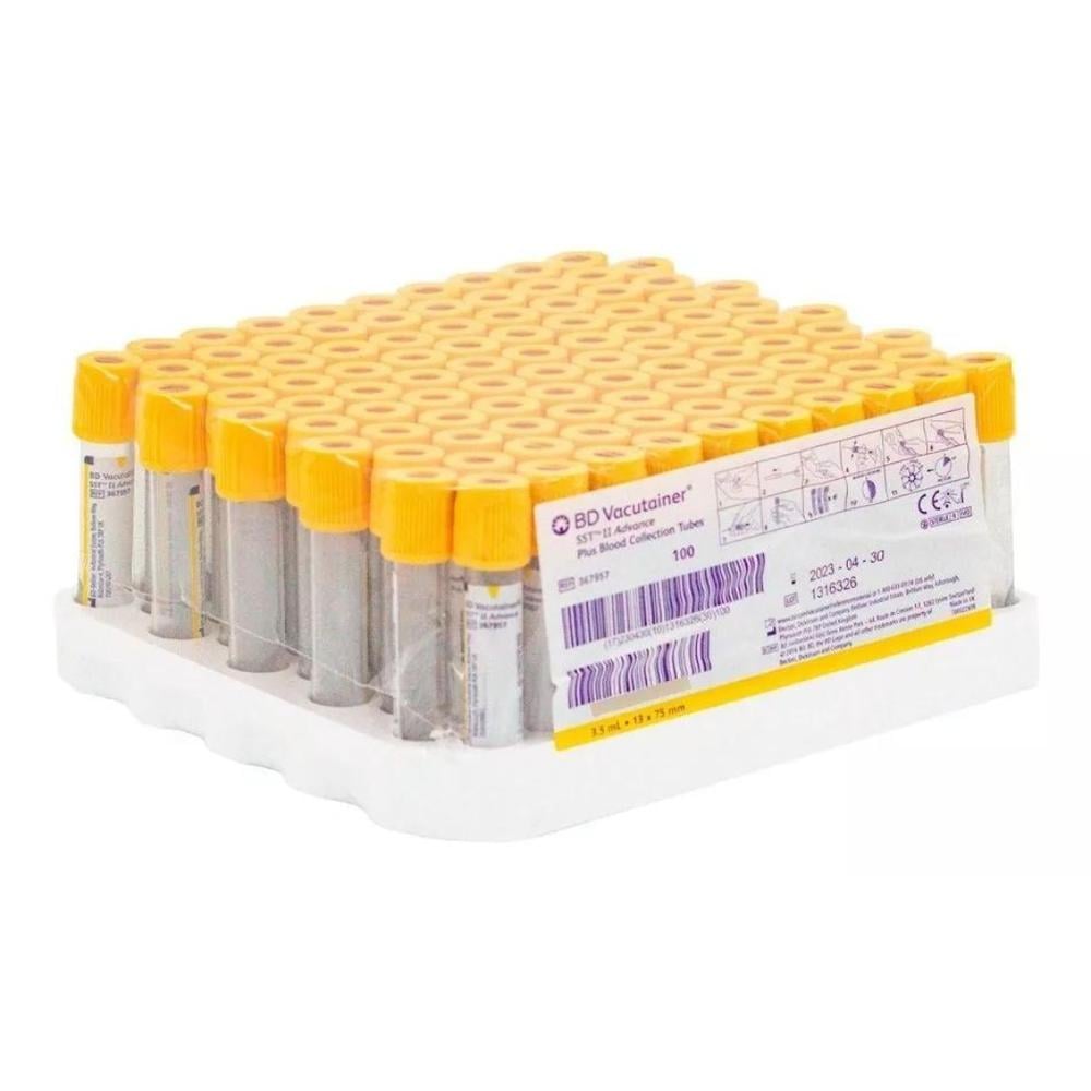 Tubos de muestra 5 ml tapa amarilla BD Vacutainer® con suero con gel separador - Caja de 100 unidades