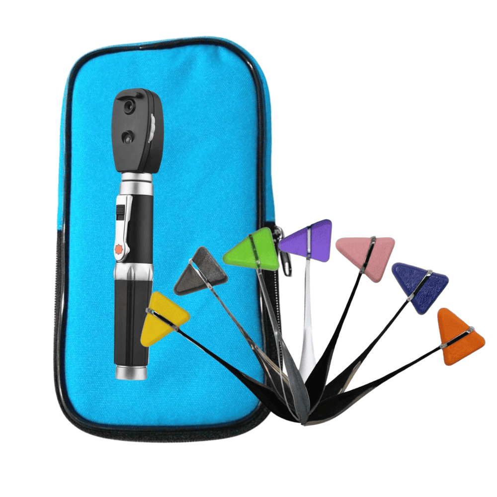 Pack: Oftalmoscopio Guthmann + Estuche + Linterna Medica + Martillo Taylor