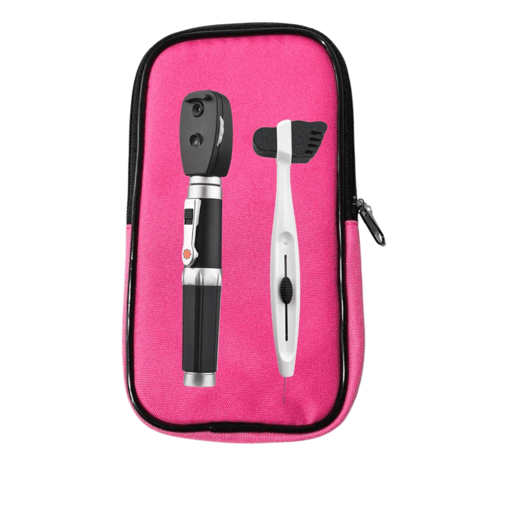 Pack: Oftalmoscopio Guthmann + Estuche + Linterna Medica + Monofilamente con Martillo