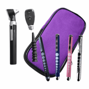 Pack-Otoscopio-con-iluminacion-Halogena-Directa-Guthmann-Estuche-Multifuncional-Linterna-Medica-36 Pack: Set Otoscopio – Oftalmoscopio Luz Halógena + Estuche + Linterna Médica de Aluminio Graduada