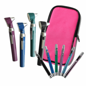 Pack-Otoscopio-con-iluminacion-Halogena-Directa-Guthmann-Estuche-Multifuncional-Linterna-Medica-4 Kit Esencial Clínico: Otoscopio + Estuche Multifuncional + Linternas Medicas de Aluminio
