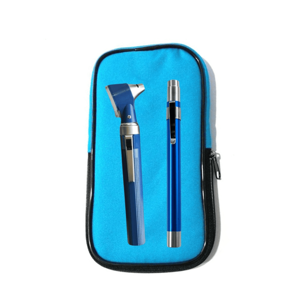 Pack-Otoscopio-con-iluminacion-Halogena-Directa-Guthmann-Estuche-Multifuncional-Linterna-Medica-6 Kit Esencial Clínico: Otoscopio + Estuche Multifuncional + Linternas Medicas de Aluminio