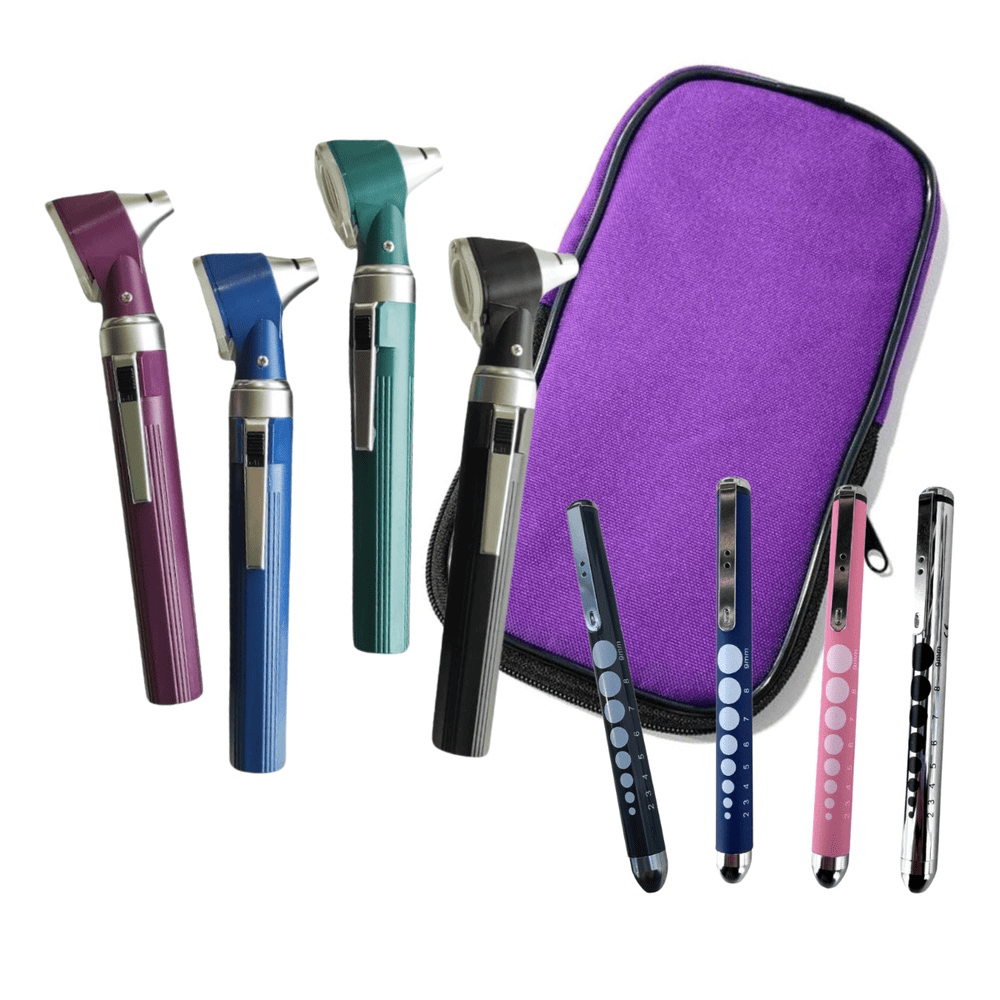 Pack: Otoscopio con iluminación Halógena Directa Guthmann + Estuche Multifuncional + Linterna Medica de Aluminio Graduada