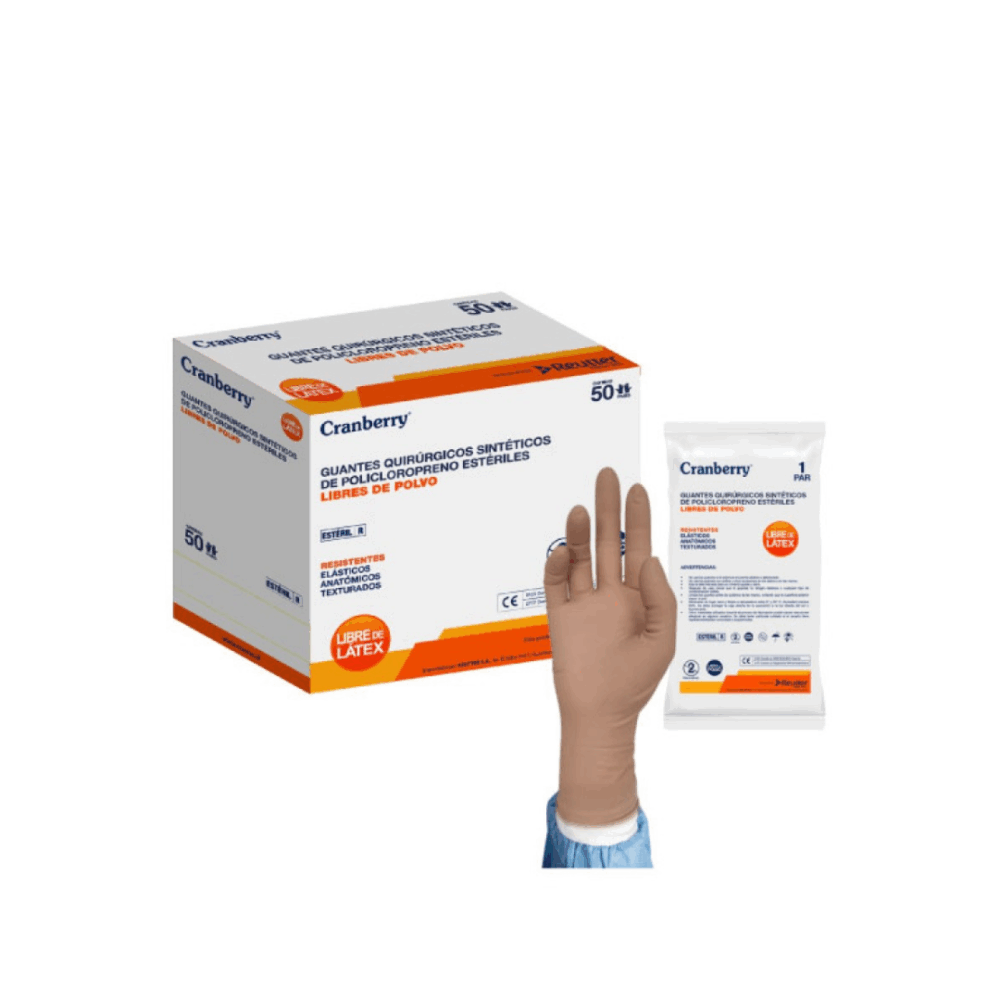 Guante Quirúrgico Libre de Látex Estéril Sin Polvo - 50 Unidades