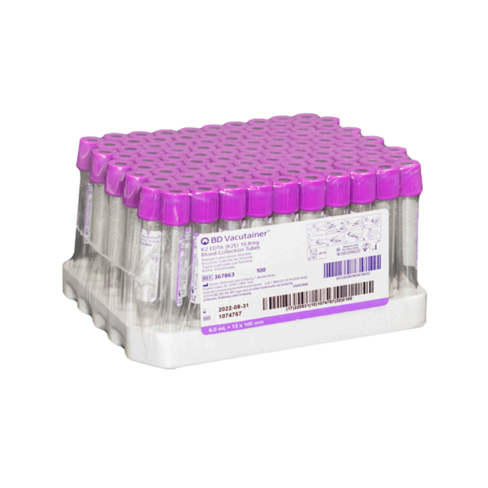 Tubo de Extracción de Sangre 6 ml BD Vacutainer® Hemogard™ Lila EDTA – Caja de 100 unidades