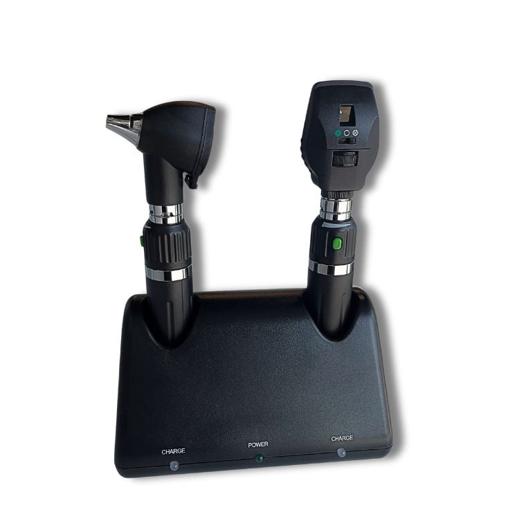 Set Otoscopio y Oftalmoscopio con Base de Carga
